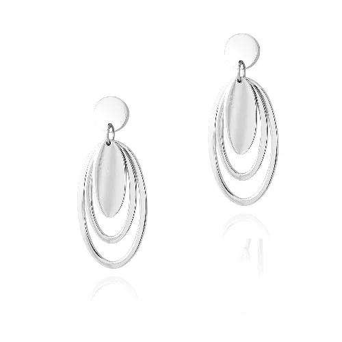 Stainless Steel Triple Oval Dangle Earrings - Grocery