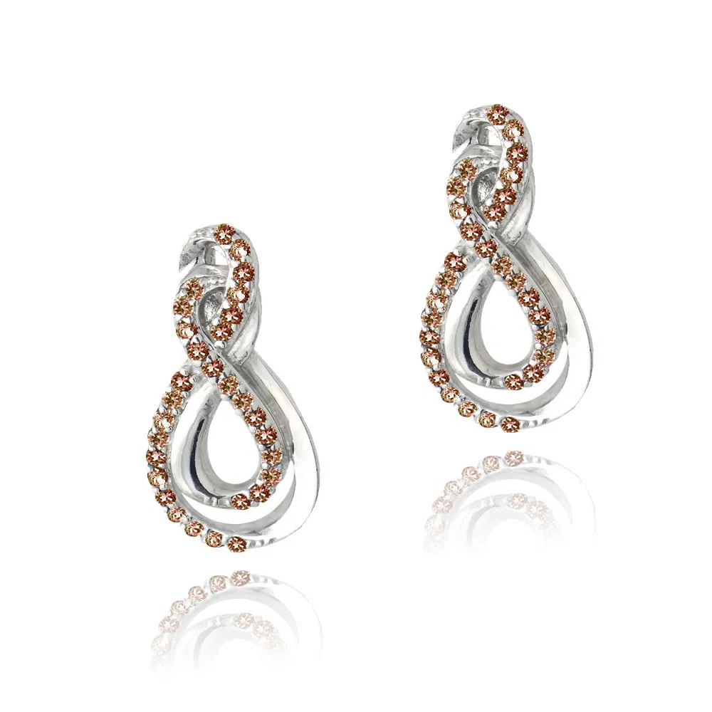 Sterling Silver Garnet Intertwined Infinity Drop Earrings - Grocery