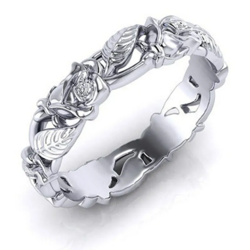 Simple Retro Chic Flower Leaf Decoration Ring - Grocery