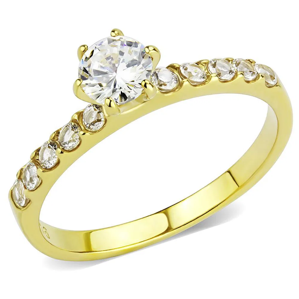 TK3605 - IP Gold(Ion Plating) Stainless Steel Ring with AAA Grade CZ in Clear - Grocery