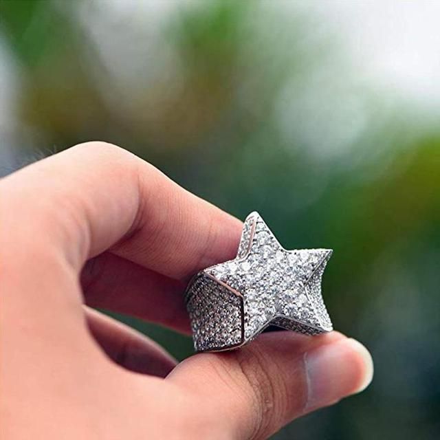 Milangirl New Hip Hop Rock Five Star Rings Men Gold Silver - Grocery