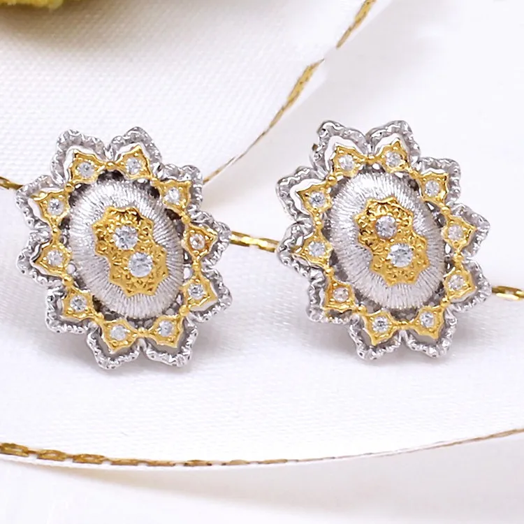 Silver And Gold Plated Snowflake Split Colour Earrings - Grocery