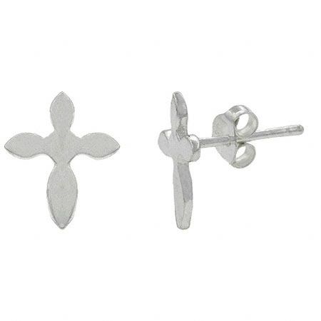 Sterling Silver Cross Stud Kid Earrings - Grocery