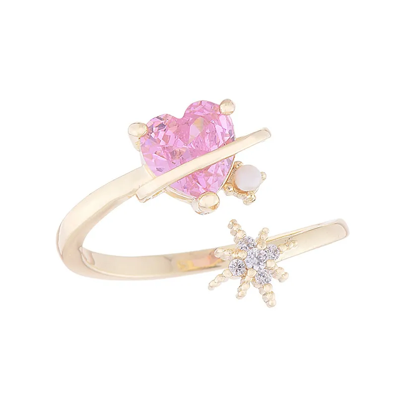 Six-star Princess Dream Girl Romantic Zircon Heart Ring - Grocery