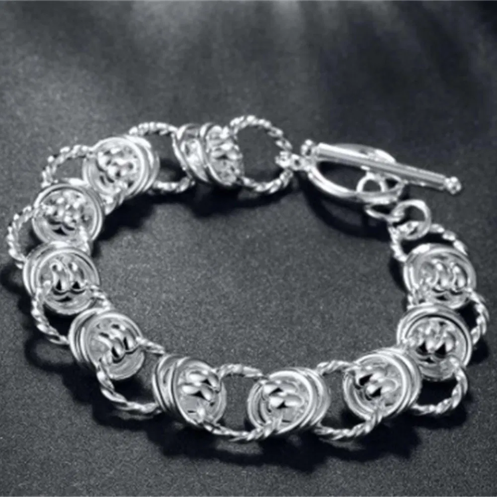 Big O Ring Ripple Men's Silver Bracelet - Grocery