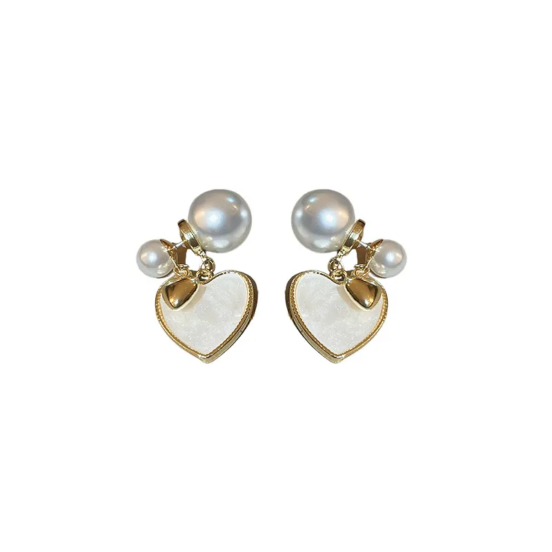 Women's Brushed Love Pearl Earrings - Grocery