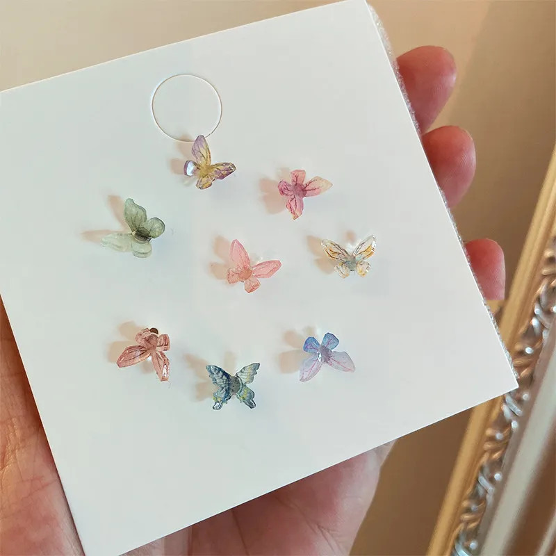 Women's Fashionable And Cute Multi-coloured Butterfly Earrings Set - Grocery