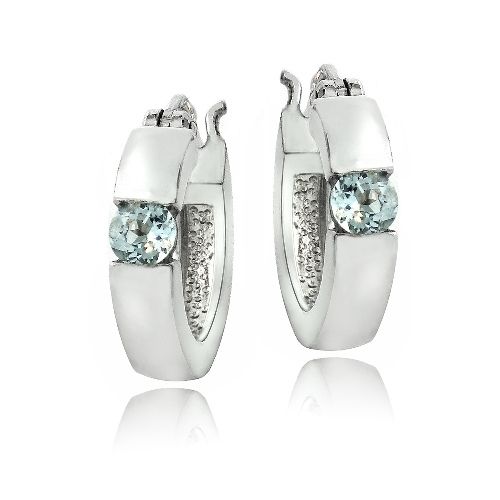 Sterling Silver Blue Topaz Huggie Earrings - Grocery