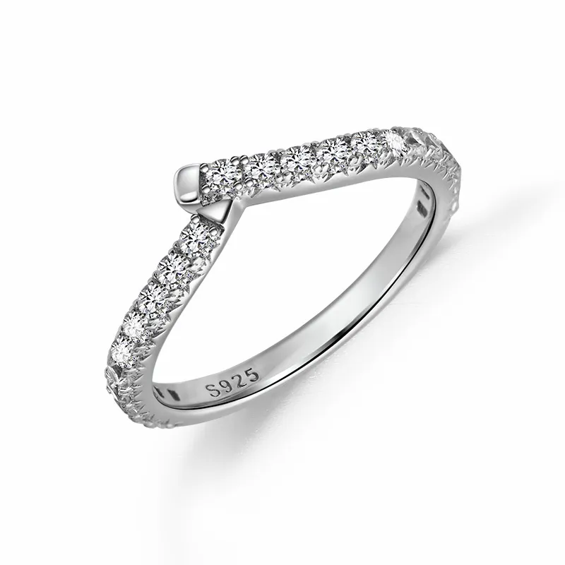 S925 Sterling Silver Brilliant Diamond With Small Inlaid Ring - Grocery