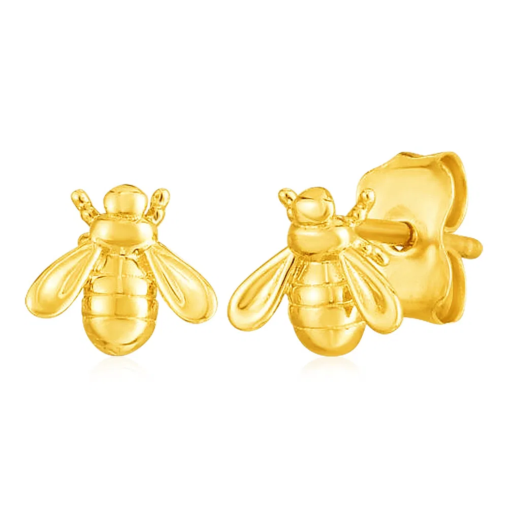 14k Yellow Gold Bee Stud Earrings - Grocery
