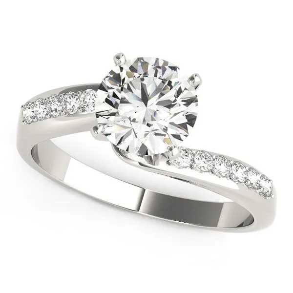 14k White Gold Bypass Round Pronged Diamond Engagement Ring (1 5/8 cttw) - Grocery