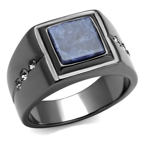 TK3006 - IP Light Black (IP Gun) Stainless Steel Ring with Blue Sand in Montana - Grocery