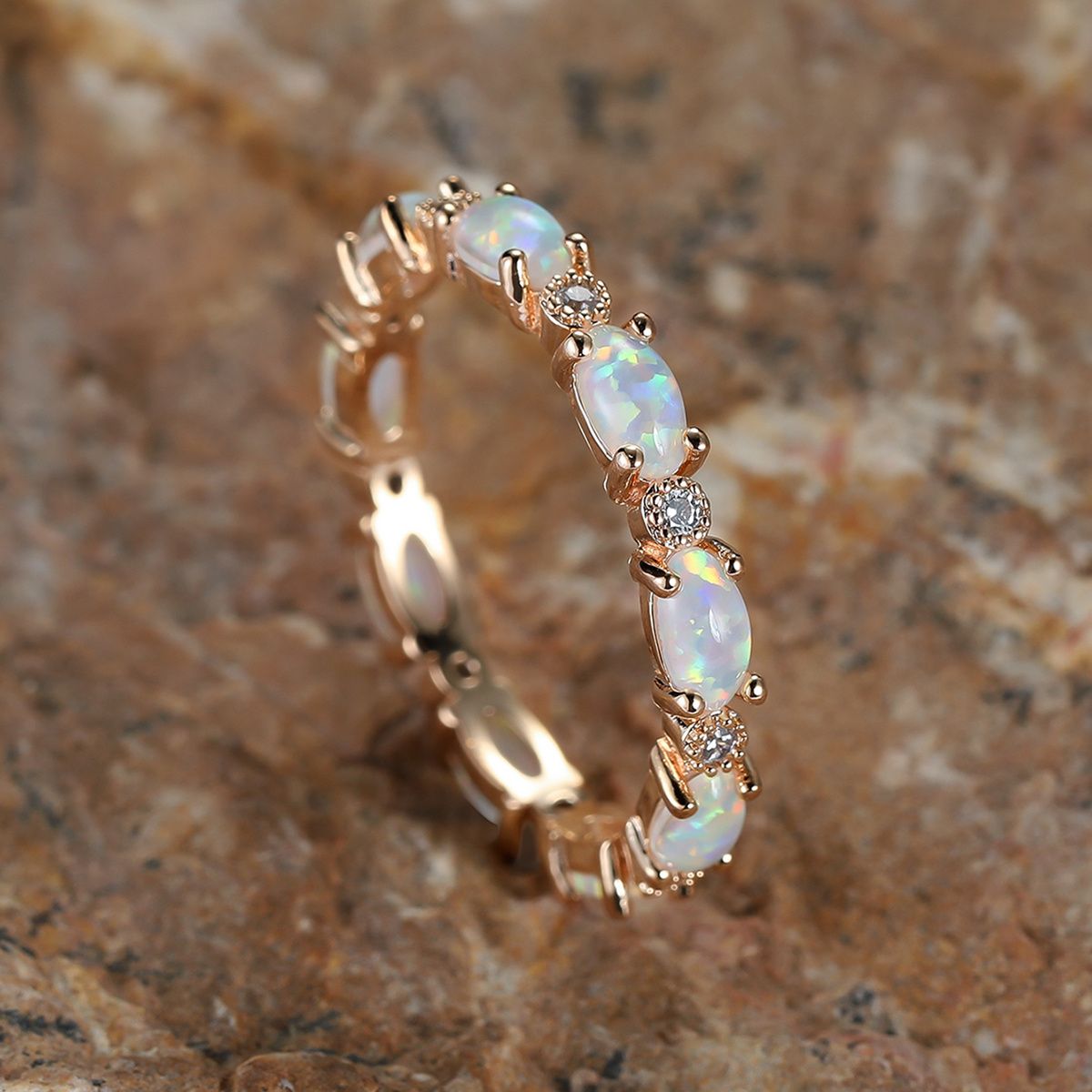 Ring Of Opal Engagement Wedding Valentine's Gift Women's Exquisite Jewelry Trendy Accessories - Grocery