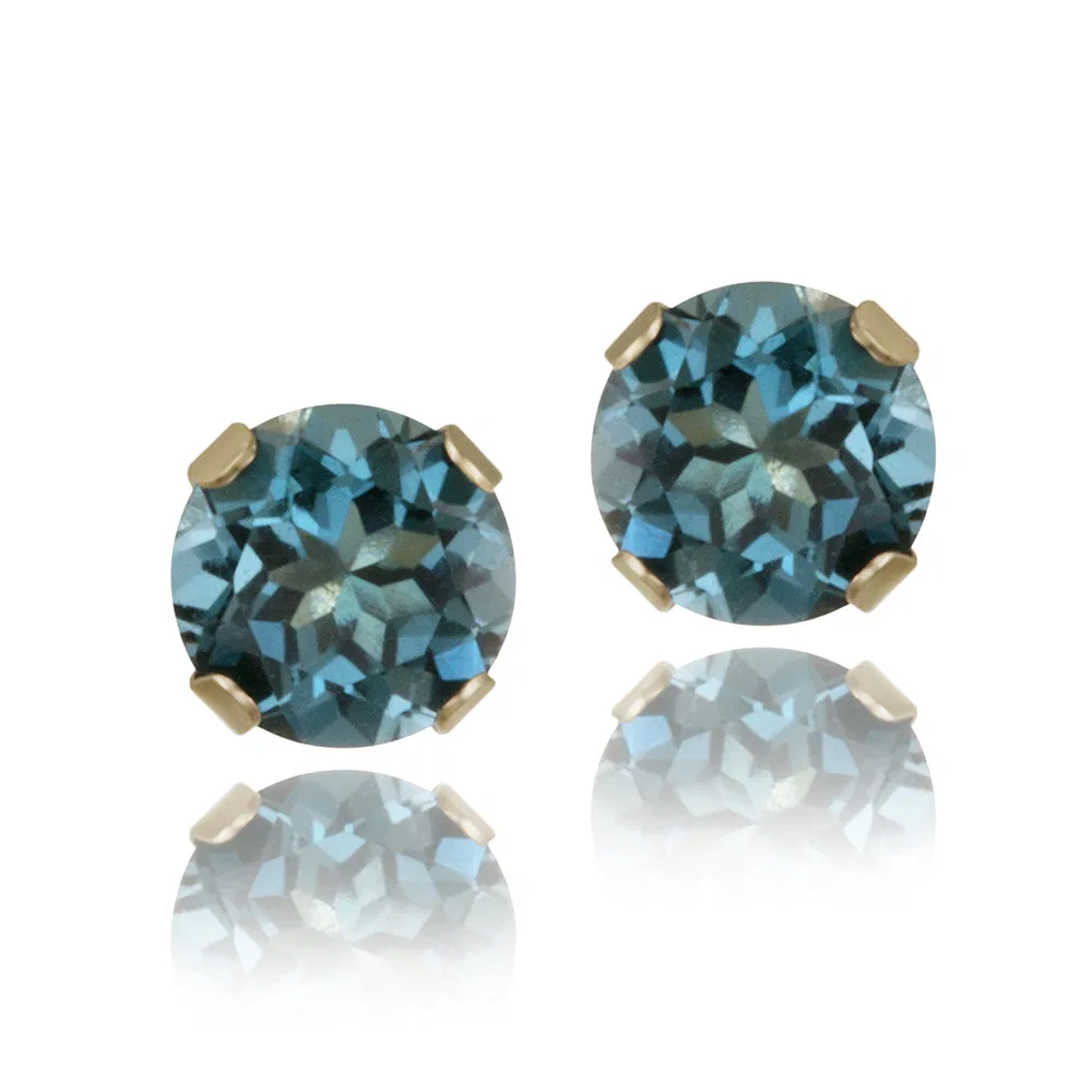 10K Gold over Sterling Silver London Blue Topaz Stud Earrings - Grocery