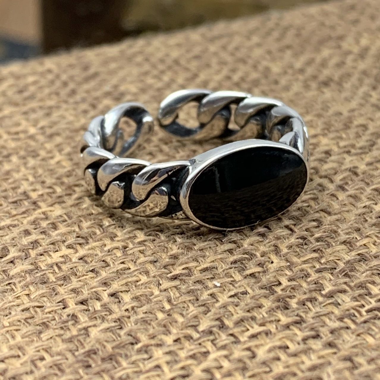 Retro Personality Trendy Black Epoxy Chain Ring - Grocery
