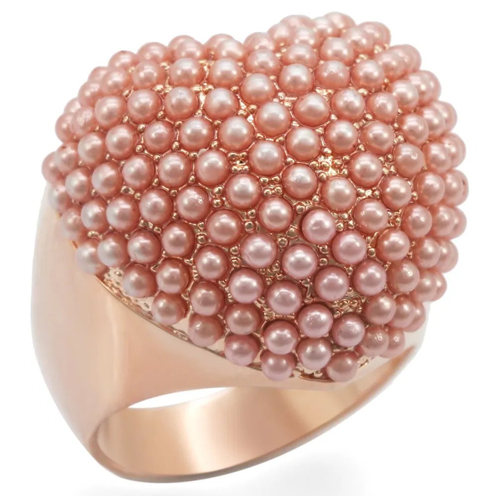 1W059 - Rose Gold Brass Ring with Synthetic Pearl in Rose - Grocery
