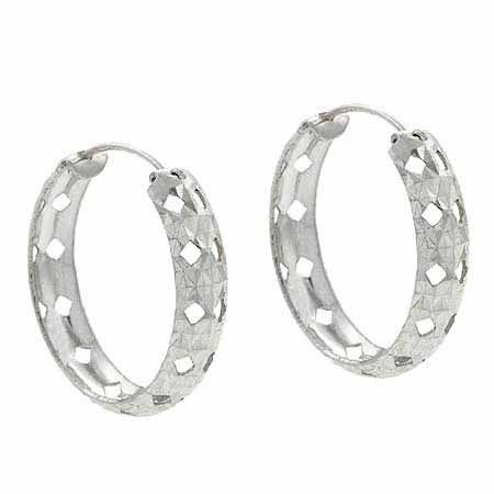 Sterling Silver D Cut Filigree 29mm Hoop Earrings - Grocery