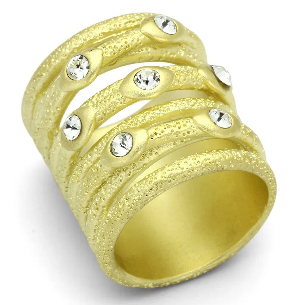 LOA833 - Matte Gold Brass Ring with Top Grade Crystal in Clear - Grocery