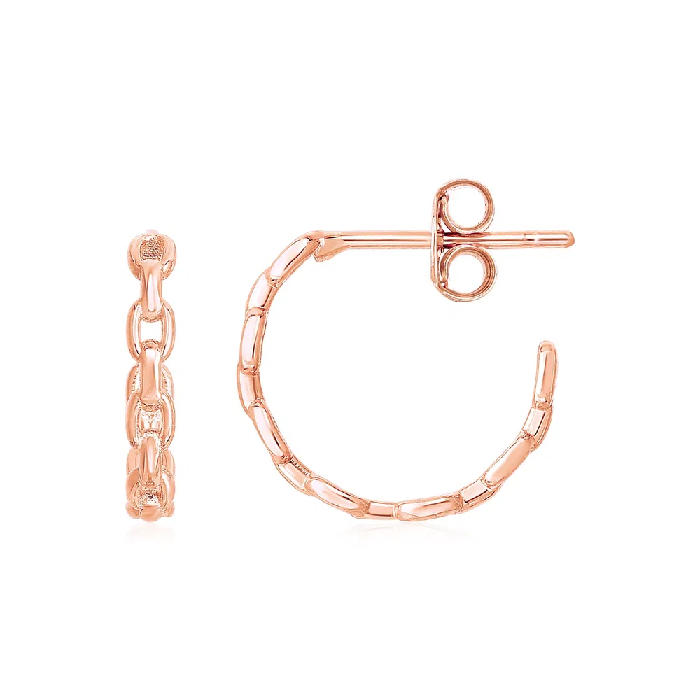14k Rose Gold Delicate Chain Hoop Earrings - Grocery