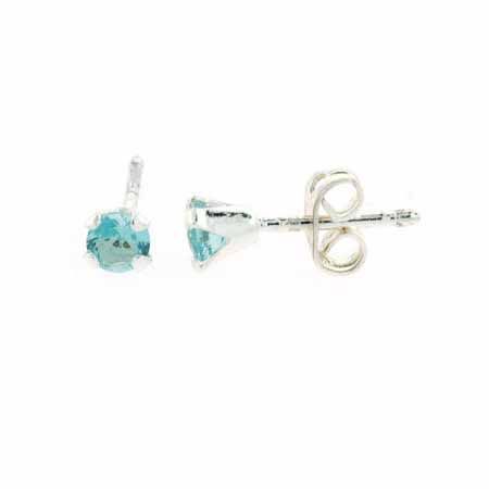 Sterling Silver 4mm Round Blue Topaz Stud Earrings - Grocery