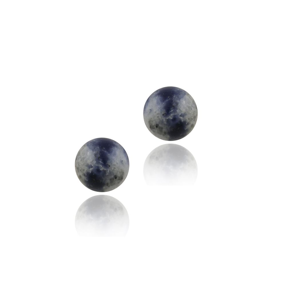 Sterling Silver Sodalite Bead Stud Earrings, 4mm - Grocery