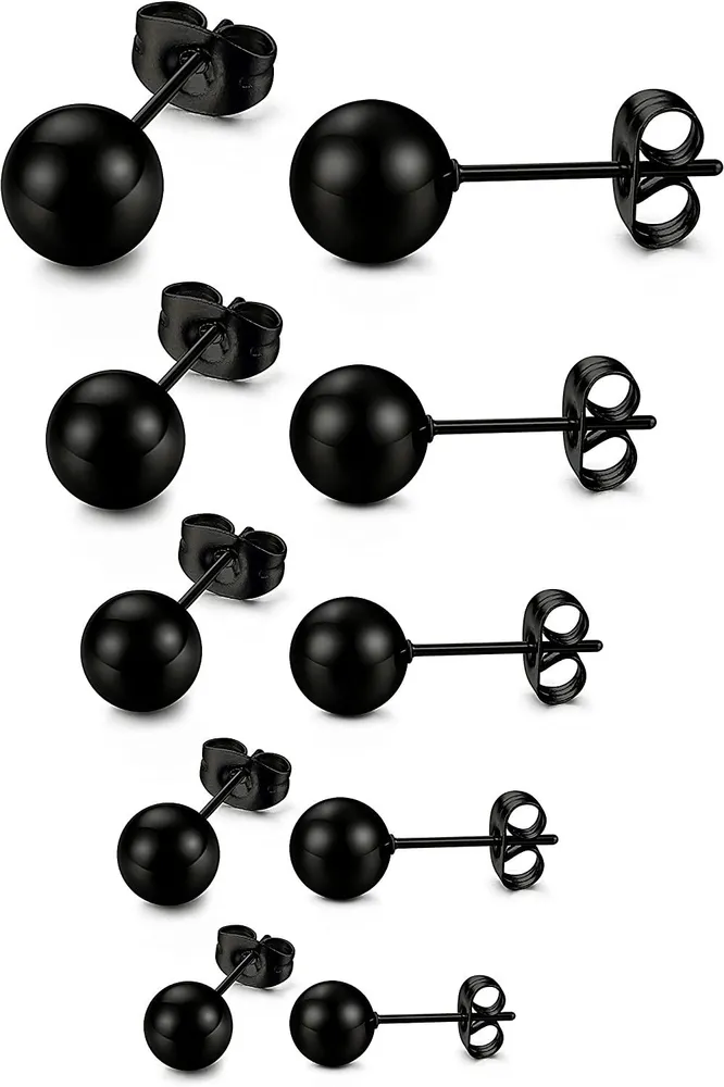 316L Stainless Round Ball Stud Earrings for Men Women - Grocery