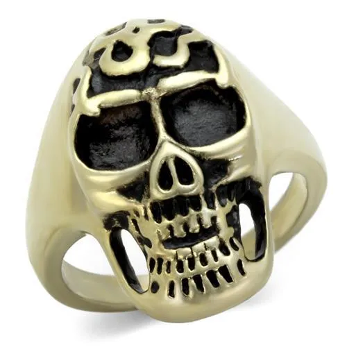 TK2450 - IP Antique Copper Stainless Steel Ring with Epoxy in Jet - Grocery