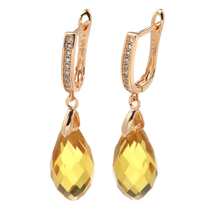 Women's Fashionable Temperament Yellow White Stone Earrings - Grocery