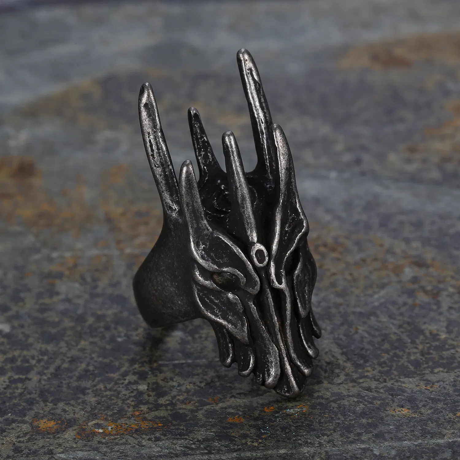 Finger Tiger Skull Titanium Steel Men's Ring - Grocery