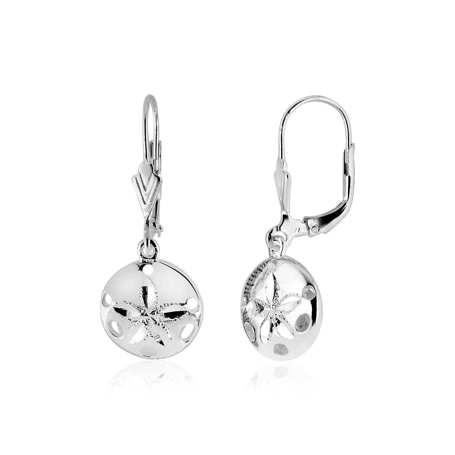 Sterling Silver Polished Sand Dollar Dangle Earrings - Grocery