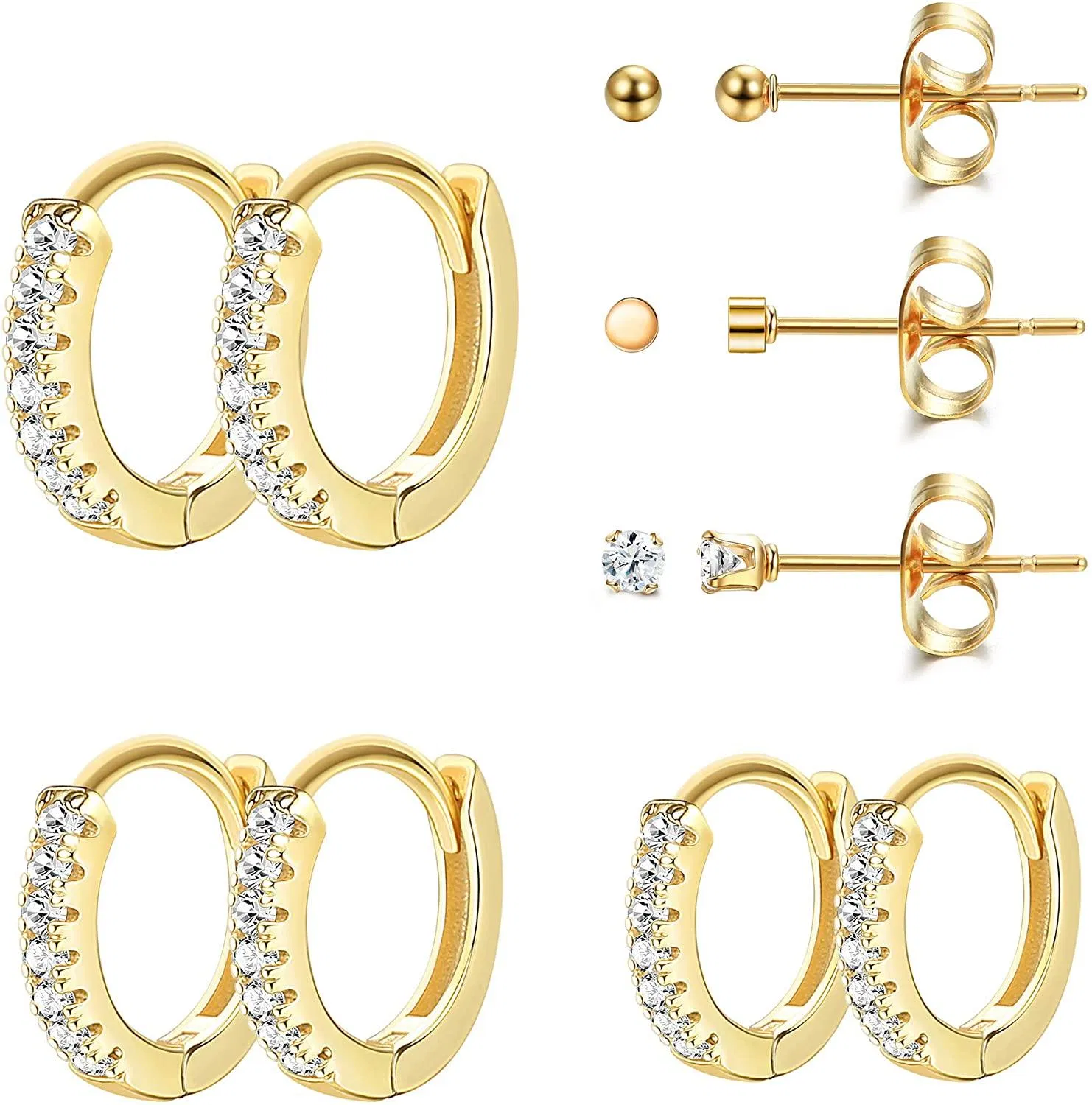 6Pairs Small Hoop Earrings Set for Men Women Tiny Cartilage Earring Cubic Zirconia Huggie Earrings Mini Hoop Earrings Piercing 8mm 10mm 12mm - Grocery