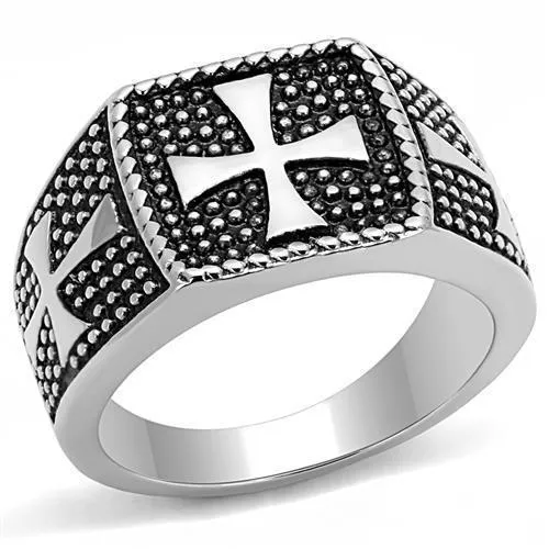 TK3045 - High polished (no plating) Stainless Steel Ring with Epoxy in Jet - Grocery
