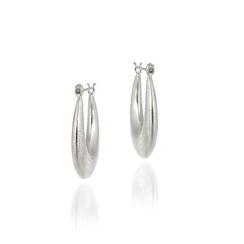 Sterling Silver Etched Flower Design Hoop Earrings - Grocery