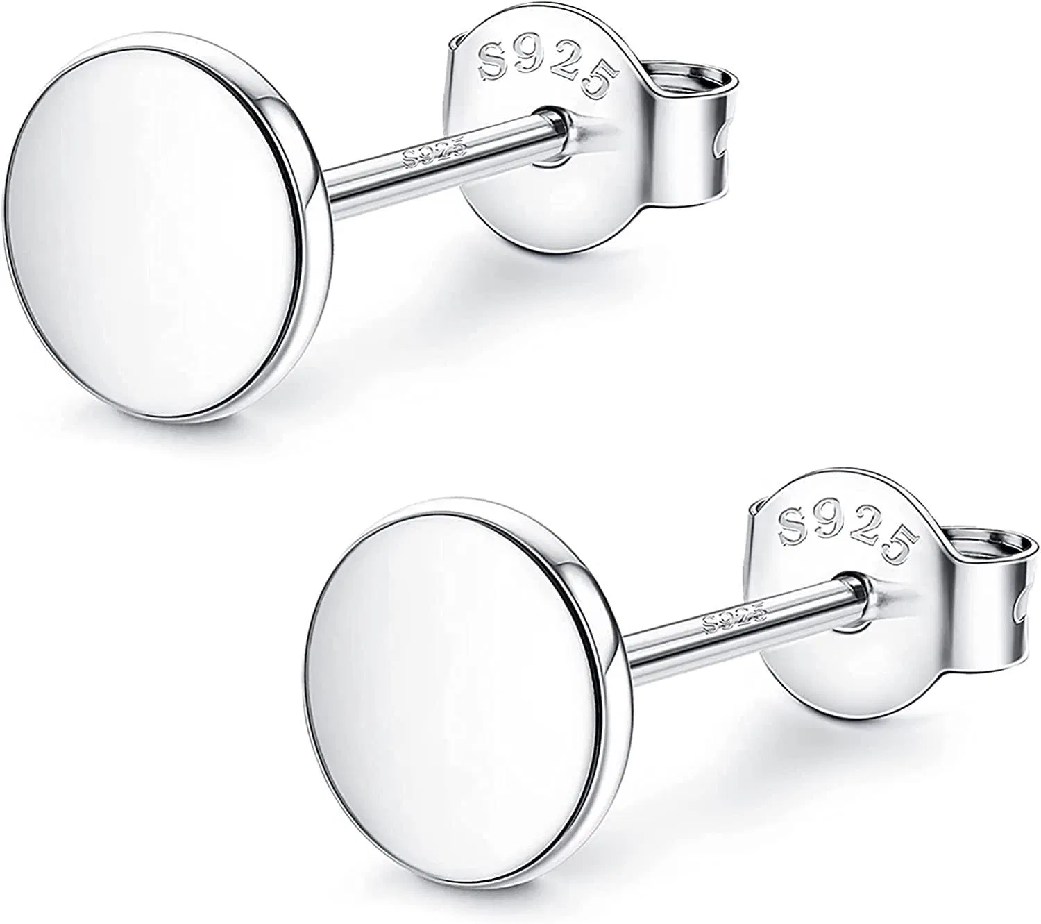 925 Sterling Silver Dot Stud Earrings 18K White Gold Plated Disc Stud Earrings Flat Round Stud Earrings for Women 3mm-10mm - Grocery