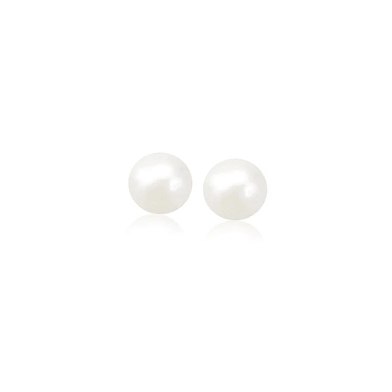 14k Yellow Gold Freshwater Cultured White Pearl Stud Earrings (5mm) - Grocery
