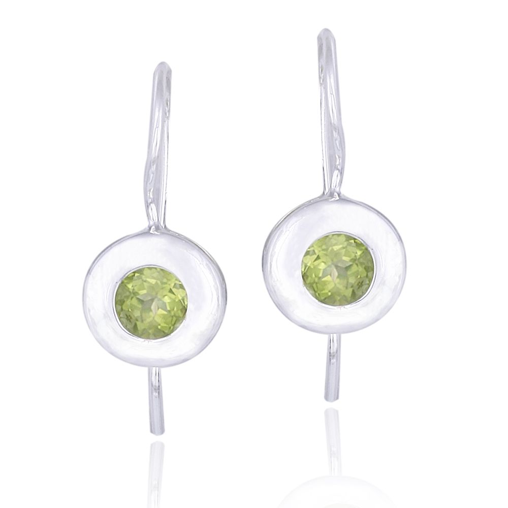 Sterling Silver Peridot Round Dangle Earrings - Grocery