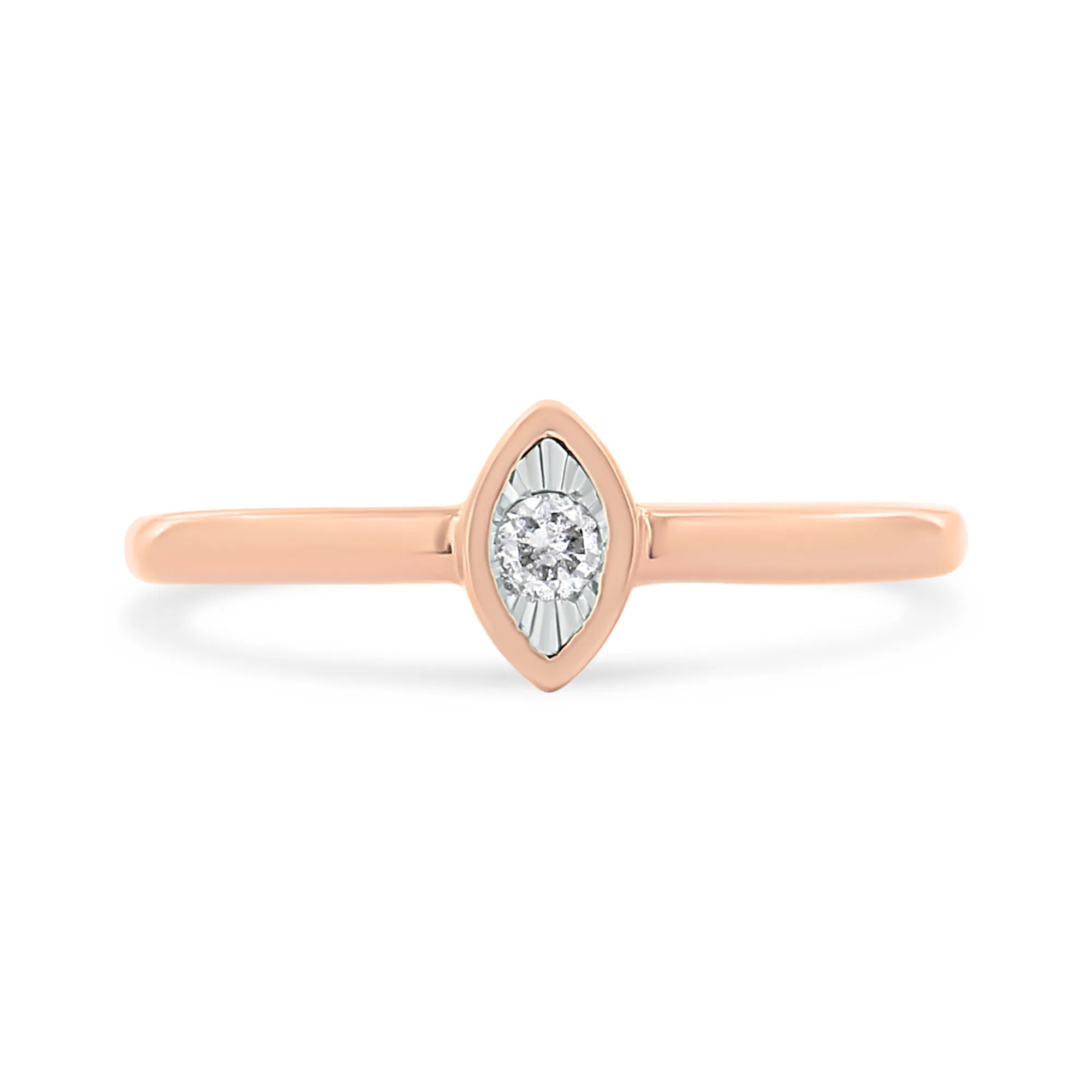 14K Rose Gold Plated .925 Sterling Silver Miracle Set Diamond Accent Pear Shape Promise Ring (J-K Color, I1-I2 Clarity) - Grocery