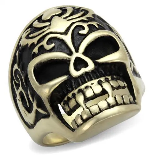 TK2454 - IP Antique Copper Stainless Steel Ring with Epoxy in Jet - Grocery