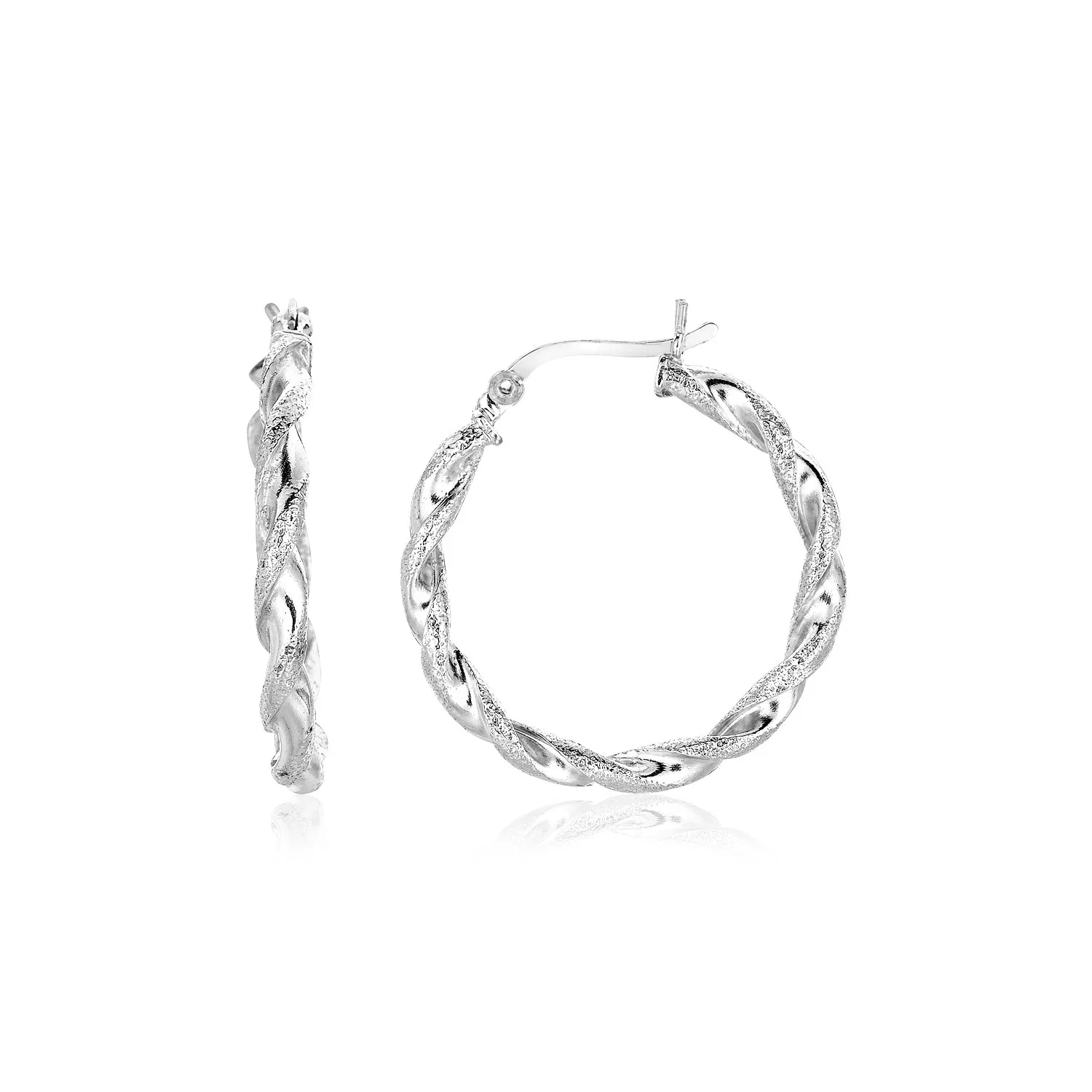 Sterling Silver Round Twisted Hoop Earrings(3x20mm) - Grocery