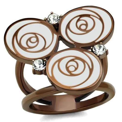 TK2841 - IP Coffee light Stainless Steel Ring with Top Grade Crystal in Clear - Grocery
