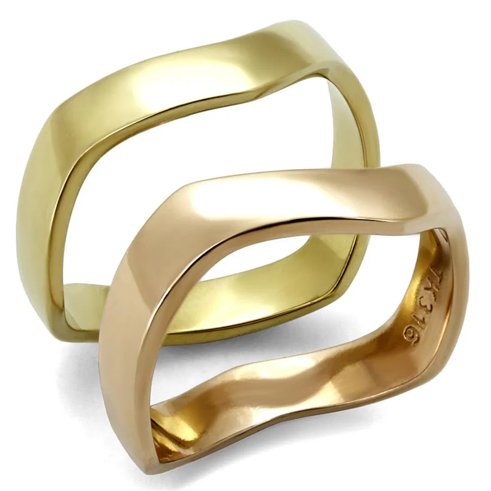 TK2265 - IP Gold & IP Rose Gold (Ion Plating) Stainless Steel Ring with No Stone - Grocery