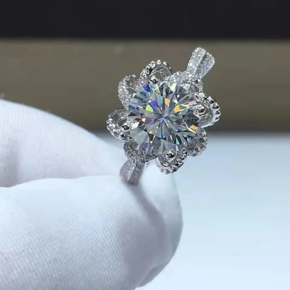 925 Silver Gold Plated Moissanite Ring Women - Grocery