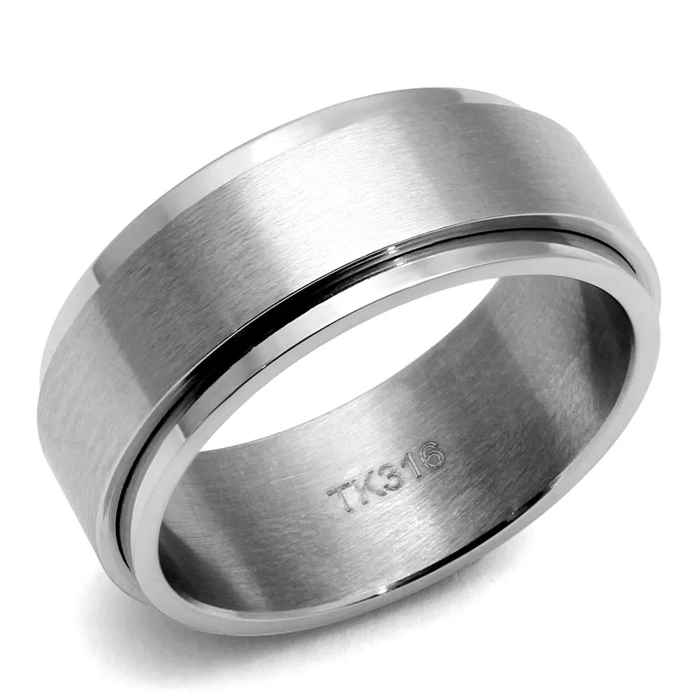 TK2919 - High polished (no plating) Stainless Steel Ring with No Stone - Grocery