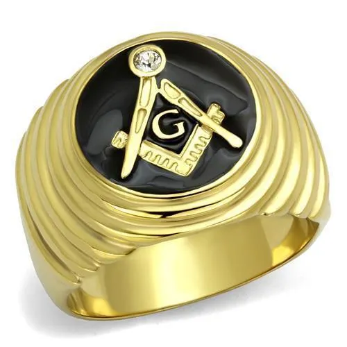 TK2224 - IP Gold(Ion Plating) Stainless Steel Ring with Top Grade Crystal in Clear - Grocery