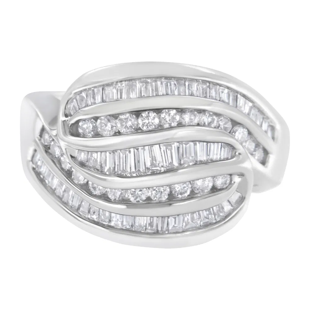 14KT White Gold Diamond Bypass Band Ring (1 cttw, H-I Color, SI1-SI2 Clarity) - Grocery