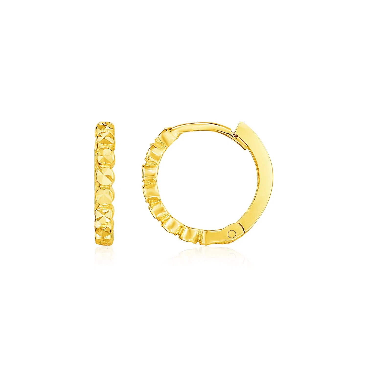 14k Yellow Gold Petite Textured Round Hoop Earrings - Grocery