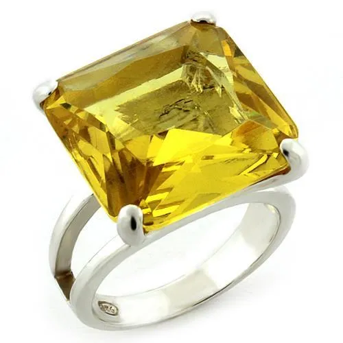 LOAS871 - High-Polished 925 Sterling Silver Ring with AAA Grade CZ in Citrine - Grocery