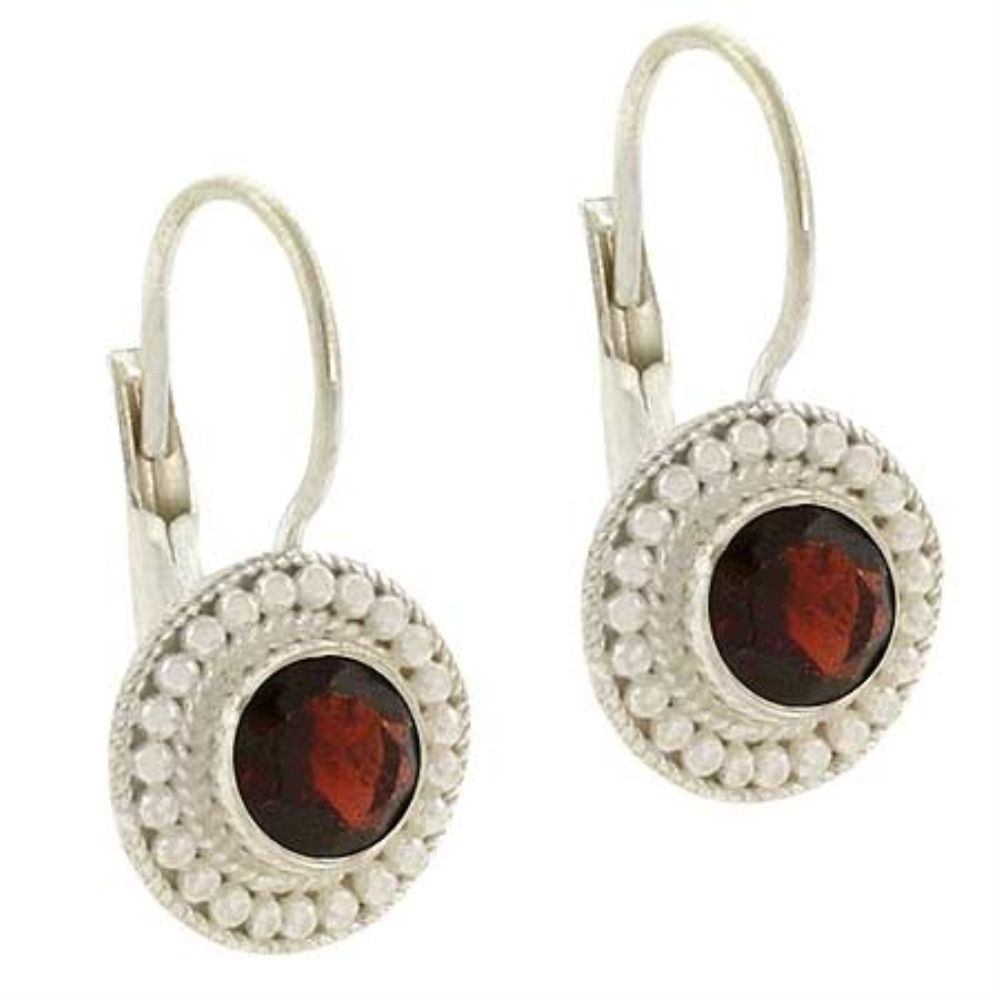 Silver .925 GENUINE GARNET stone EARRINGS VALENTINE'S - Grocery