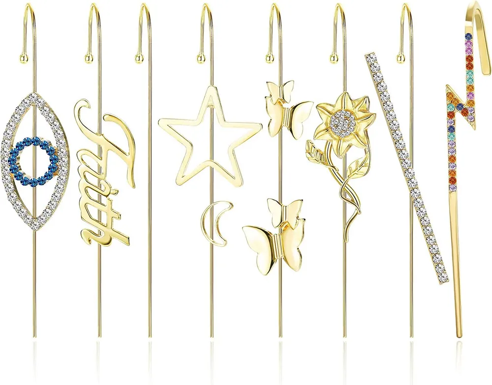 Ear Wrap Crawler Hook Earrings for Women Fashion Cuff Earring Set Unique Rhinestone Ear Jewelry - Grocery