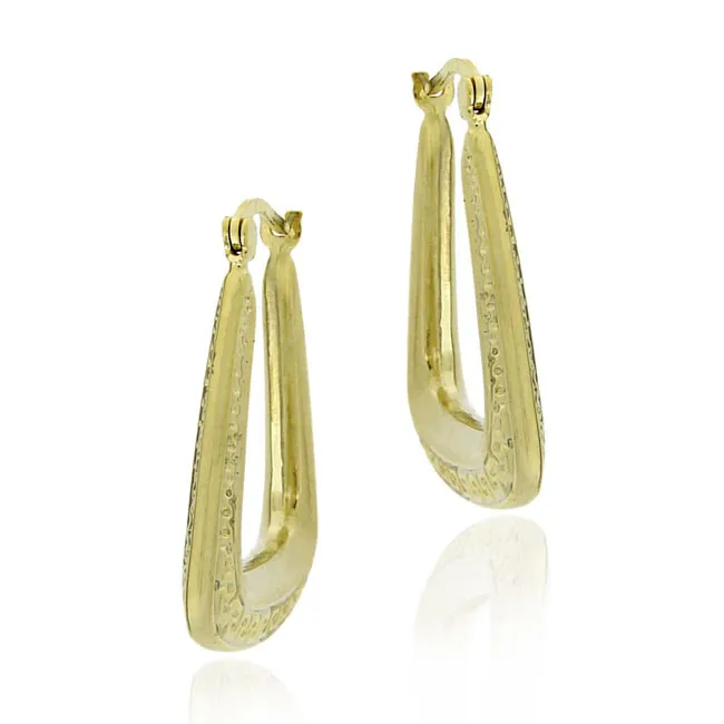 18K Gold Over Sterling Silver Greek Key Hoop Earrings - Grocery